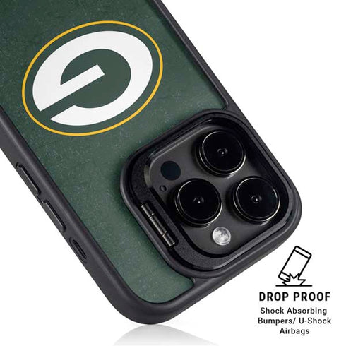 NFL Green Bay Packers Distressed iPhone 15 Pro Kickstand Case